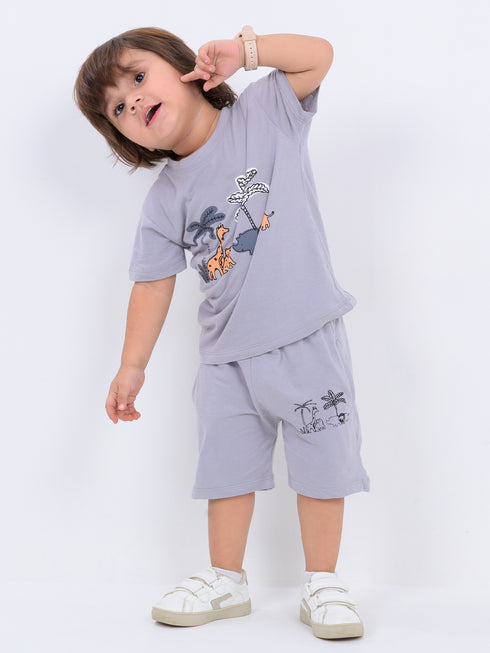 Safari Buddies Cotton Short Set (Dusty Grey)